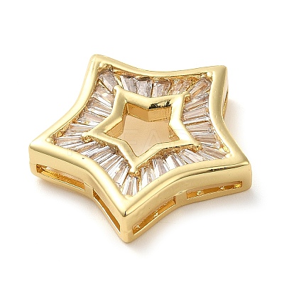 Rack Plating Brass Micro Pave Cubic Zirconia Silde Charms KK-C047-07G-1