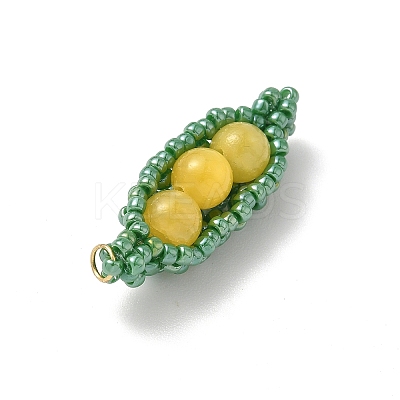 Glass Seed Beaded Pea Pendants PALLOY-MZ00922-02-1