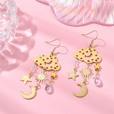 Transparent Glass Dangle Earrings EJEW-TA00259-01-1