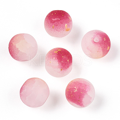 Frosted Baking Paint Crackle Glass Beads with Glitter Powder LS-DGLA-T004-8mm-01A-1