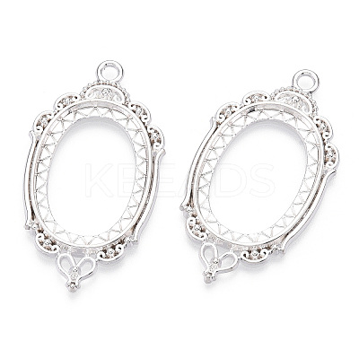 Zinc Alloy Link Cabochon Settings PALLOY-WH0001-35S-1