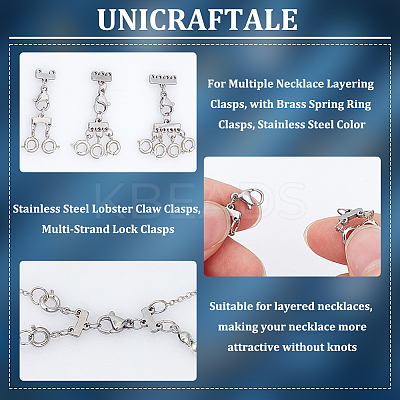 6Pcs 3 Styles 304 Stainless Steel Lobster Claw Clasps FIND-UN00001-1