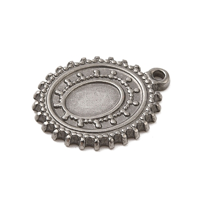 304 Stainless Steel Pendant Cabochon Settings STAS-G344-09P-1