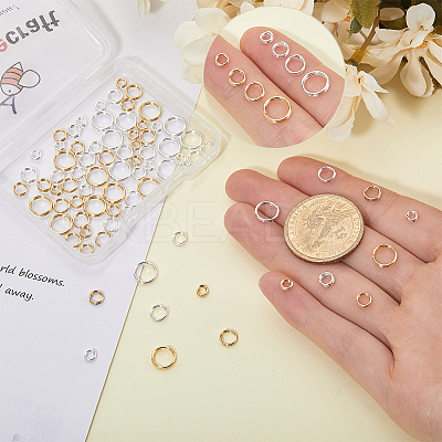 160Pcs 8 Styles Brass Split Rings KK-BBC0023-10-1
