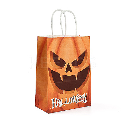 Halloween Paper Pumpkin Printed Tote Bags ABAG-P015-05C-1