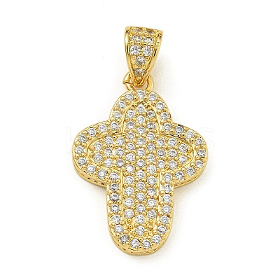 Rack Plating Brass Micro Pave Clear Cubic Zirconia Pendants KK-Z067-03G-02-1