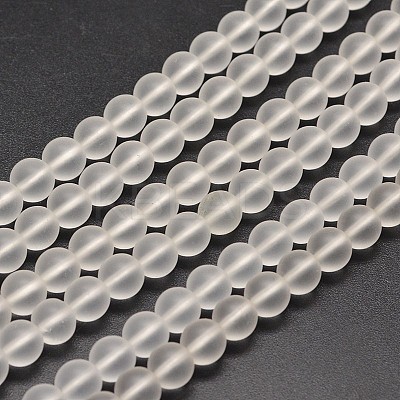 Frosted Synthetic Quartz Round Bead Strands PIEG-J002-07-4mm-1