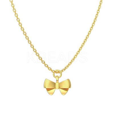 Bowknot 925 Sterling Silver Pendant Necklaces for Women NJEW-F338-04G-1