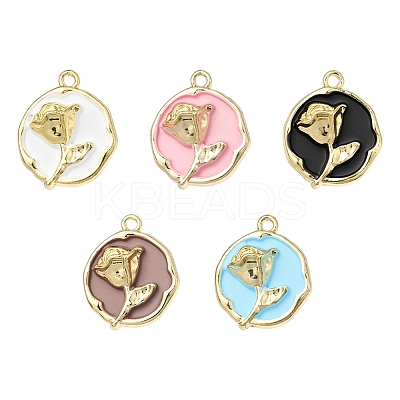 5Pcs Rack Plating Alloy Enamel Pendants ENAM-YW0002-45-1