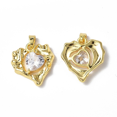 Brass Micro Pave Cubic Zirconia Pendants KK-P223-51G-03-1