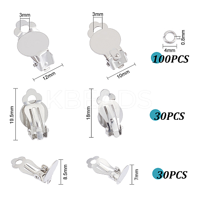 60Pcs 2 Size 304 Stainless Steel Clip-on Earring Findings STAS-UN0051-68-1