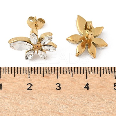 304 Stainless Steel Micro Pave Glass Cubic Zirconia Stud Earring for Women LS-EJEW-K302-06G-1