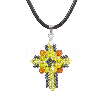 Transparent Electroplate Glass Pendant Necklaces NJEW-MZ00040-03-1