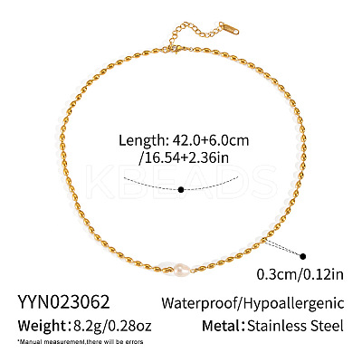Elegant Natural Freshwater Pearl Potato Necklaces with 304 Stainless Steel Chains for Women TC0594-2-1