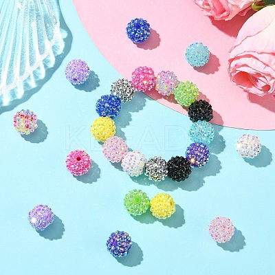 24Pcs 12 Colors Resin Rhinestone Beads RESI-YW0003-13-1