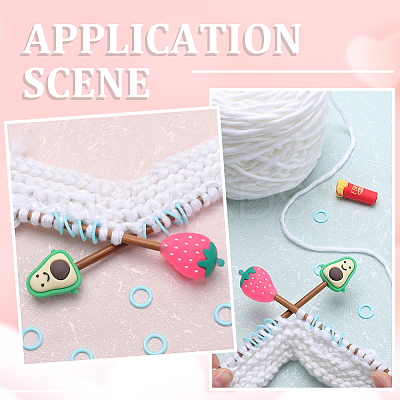 18Pcs Fruit Chips Ice Cream Cartoon Style Silicone Knitting Needle Stopper AJEW-SC0002-33-1