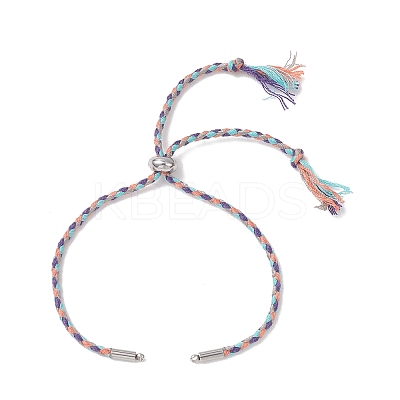 Macrame Cotton Cord Slider Bracelet Making AJEW-JB01536-02-1
