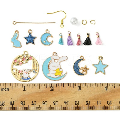 DIY Alloy Enamel & Acrylic & Polycotton Tassel Dangle Earrings Making Kits DIY-FS0001-21B-1