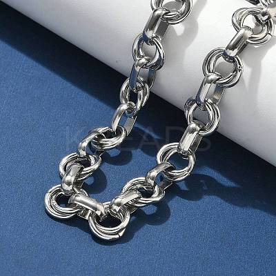 304 Stainless Steel Double Ring Link Chain Necklaces NJEW-S453-02G-A-1