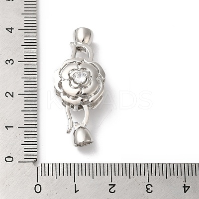 Rack Plating Brass Micro Pave Clear Cubic Zirconia Fold Over Clasps KK-A222-07P-1