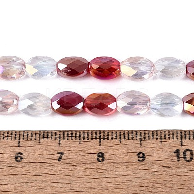 Electroplate Imitation Jade & Opaque & Transparent Glass Beads Strands EGLA-Q135-6x8MM-01A-1