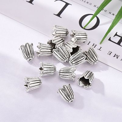 Cadmium Free & Lead Free Antique Silver Tibetan Style Flower Bead Caps X-TIBEB-00864-AS-R-1