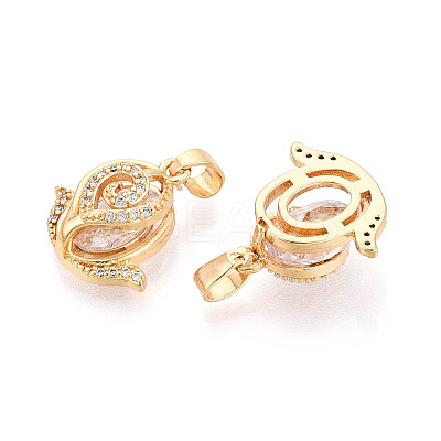 Brass Micro Pave Cubic Zirconia Pendants KK-N272-06G-1