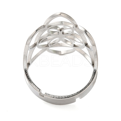 Non-Tarnish Hollow Flower 304 Stainless Steel Adjustable Rings for Women RJEW-N048-06P-1