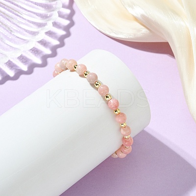 Natural Pink Opal & Synthetic Hematite Non-magnetic Beaded Stretch Bracelets for Women BJEW-JB13940-03-1