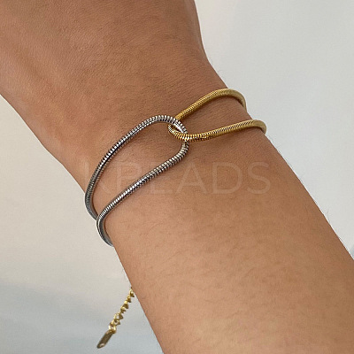 304 Stainless Steel Snake Chain Bracelets for Women BJEW-V012-04GP-1