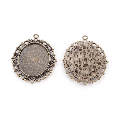 Tibetan Style Oval Pendant Cabochon Settings LS-TIBE-473-AB-NR-1