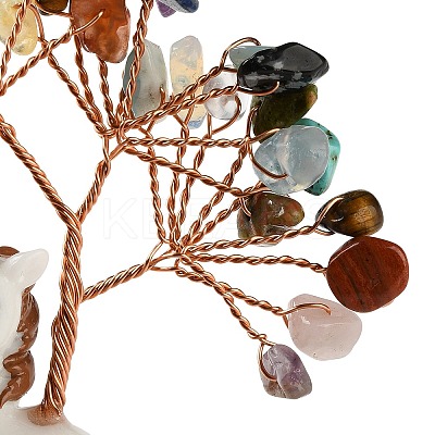 Natural Tiger Eye & Rose Quartz & Amethyst Chips Tree of Life Decorations DJEW-A017-01L-1