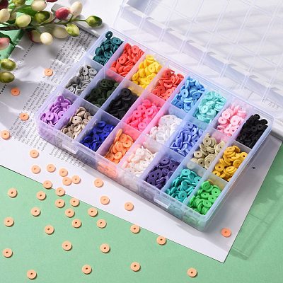 240G 24 Colors Handmade Polymer Clay Beads CLAY-JP0001-08-8mm-1