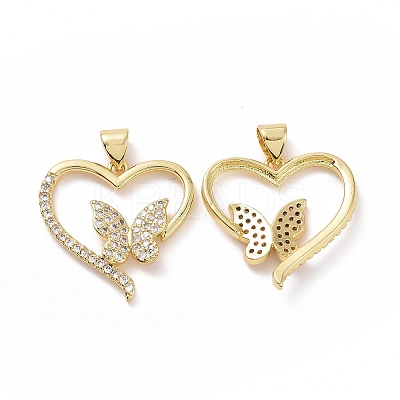 Brass Cubic Zirconia Pendants ZIRC-I062-09G-1