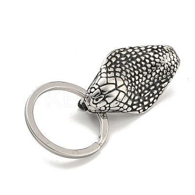 Tibetan Style 316 Surgical Stainless Steel Fittings with 304 Stainless Steel Key Ring FIND-Q101-02AS-1