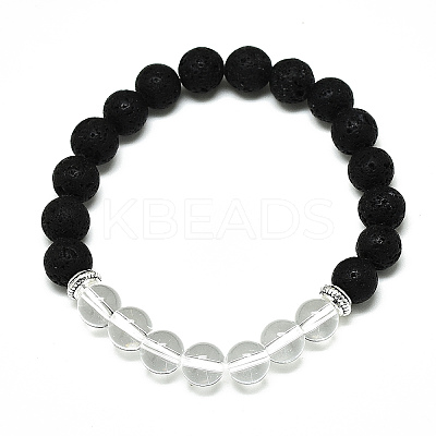 Natural Quartz Crystal Beads Stretch Bracelets X-BJEW-R309-02-A10-1