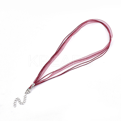 Waxed Cord and Organza Ribbon Necklace Making NCOR-T002-163-1