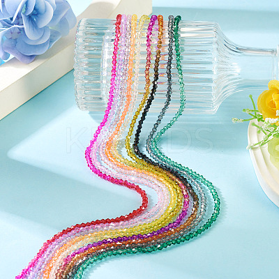 9 Strands 9 Colors Gradient Color Baking Paint Glass Bead Strands DGLA-TA0001-36-1