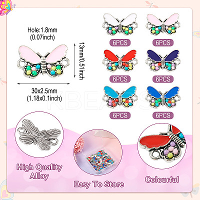 36Pcs 6 Colors Alloy Enamel Connector Charms ENAM-TA0001-97-1