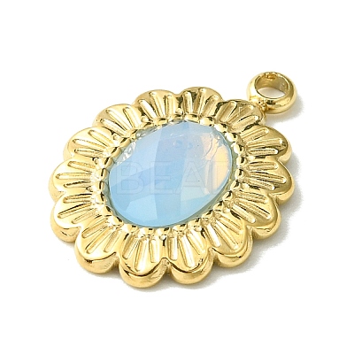 Ion Plating(IP) Real 14K Gold Plated 304 Stainless Steel with Glass Pendant FIND-Z028-30-1