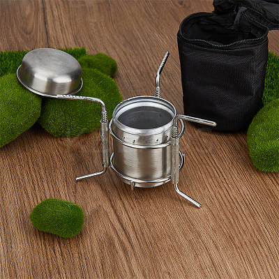 Portable Stainless Steel with Iron Liquid Alcohol Stoves for Camping AJEW-WH0314-339-1