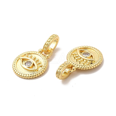 Rack Plating Brass Pave Clear Cubic Zirconia European Dangle Charms KK-B068-25G-1