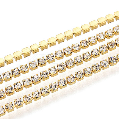 Brass Rhinestone Strass Chains CHC-T001-SS4.5-01G-1