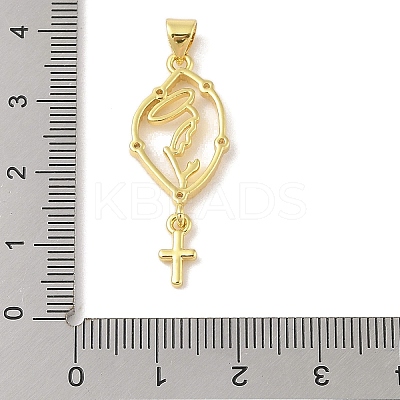 Rack Plating Brass Clear Cubic Zirconia Pendants KK-S380-18G-1