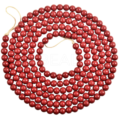 Wood Round Beads Pendant Decorations for Christmas Decorations HJEW-WH20003-49B-1