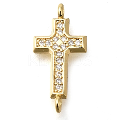 Brass Pave Clear Cubic Zirconia Connector Charms KK-M101-02E-G02-1