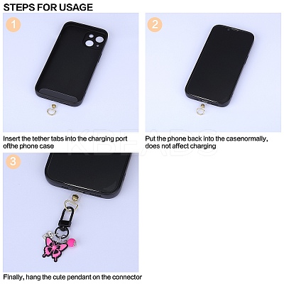 4Pcs Alloy Enamel Mobile Strap DIY-SZ0009-98-1