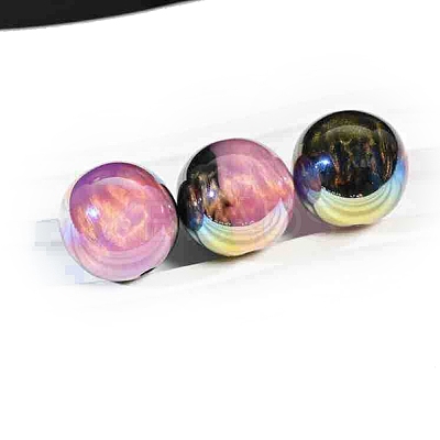30Pcs Gradient Color & UV Plating Rainbow Iridescent Opaque Resin Beads PW-WG1BD98-07-1