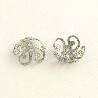 Tarnish Resistant 304 Stainless Steel 5-Petal Bead Caps STAS-R065-33-1