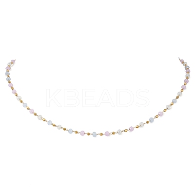 Handmade Faceted Rondelle Glass Beaded Link Chain Necklaces NJEW-JN05744-02-1
